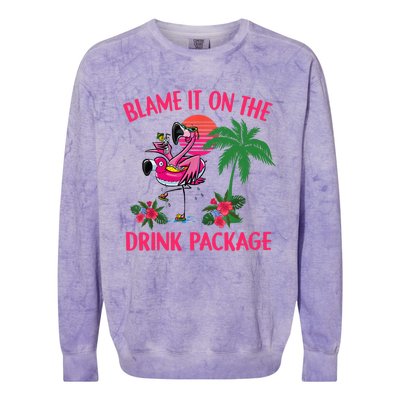 Flamingo Cruise Blame It on the Drink Package Drinking Booze Colorblast Crewneck Sweatshirt