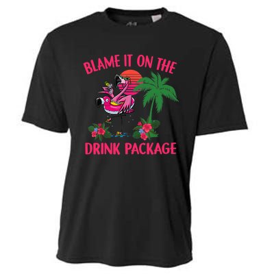 Flamingo Cruise Blame It on the Drink Package Drinking Booze Cooling Performance Crew T-Shirt