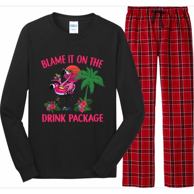 Flamingo Cruise Blame It on the Drink Package Drinking Booze Long Sleeve Pajama Set