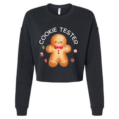 Funny Christmas Baking Team Cookie Tester Taster Baking Crew Cropped Pullover Crew