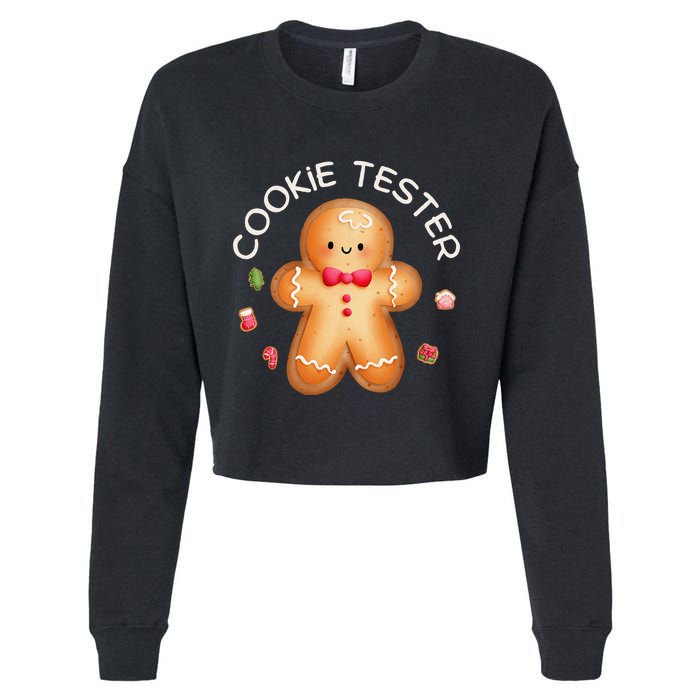 Funny Christmas Baking Team Cookie Tester Taster Baking Crew Cropped Pullover Crew