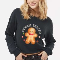 Funny Christmas Baking Team Cookie Tester Taster Baking Crew Cropped Pullover Crew