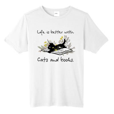 Funny Cat Book Life Is Better With Cats And Books Tall Fusion ChromaSoft Performance T-Shirt