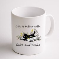 Funny Cat Book Life Is Better With Cats And Books Coffee Mug