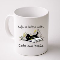 Funny Cat Book Life Is Better With Cats And Books Coffee Mug