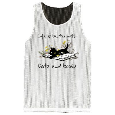 Funny Cat Book Life Is Better With Cats And Books Mesh Reversible Basketball Jersey Tank