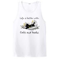 Funny Cat Book Life Is Better With Cats And Books PosiCharge Competitor Tank