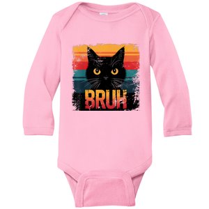 Funny Cat Bruh For Teens Boy Girl Women Meme Graphic Baby Long Sleeve Bodysuit