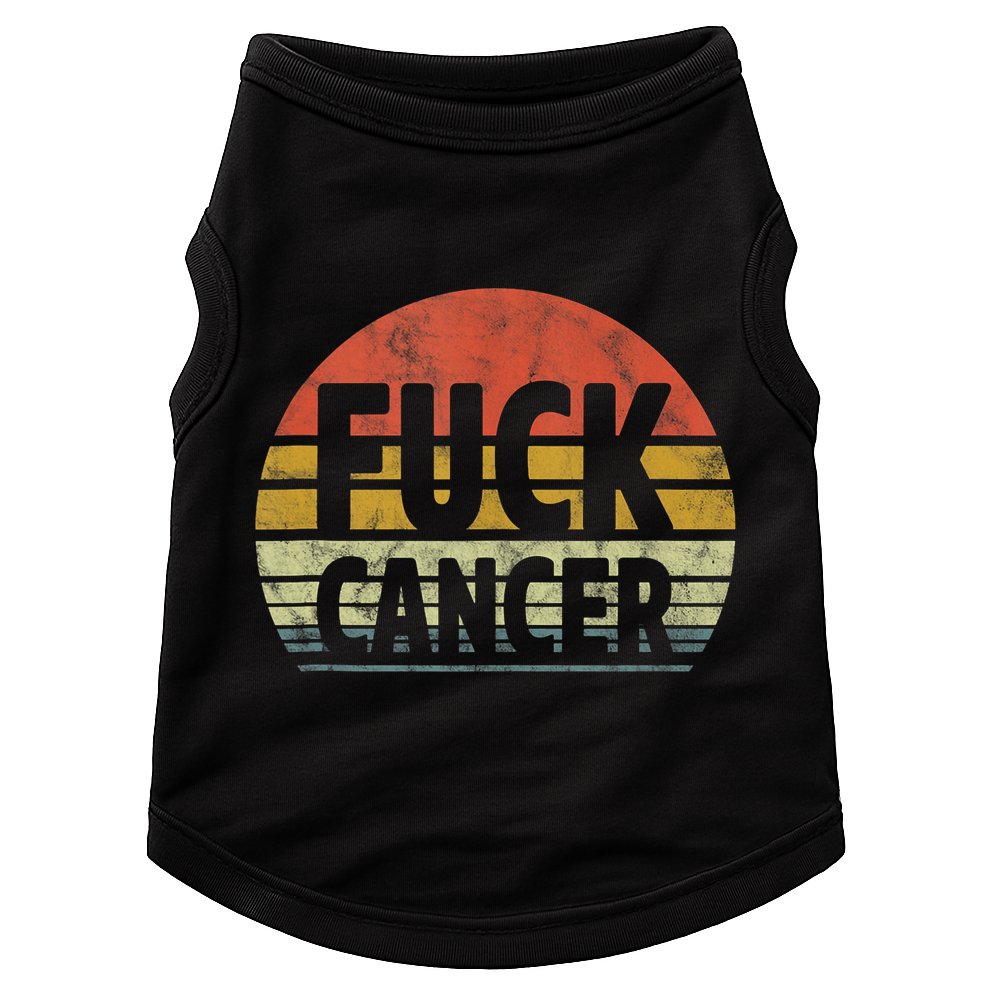 Fuck Cancer Breast Cancer Awareness Gift Retro Distressed Doggie Tank