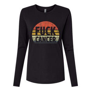 Fuck Cancer Breast Cancer Awareness Gift Retro Distressed Womens Cotton Relaxed Long Sleeve T-Shirt