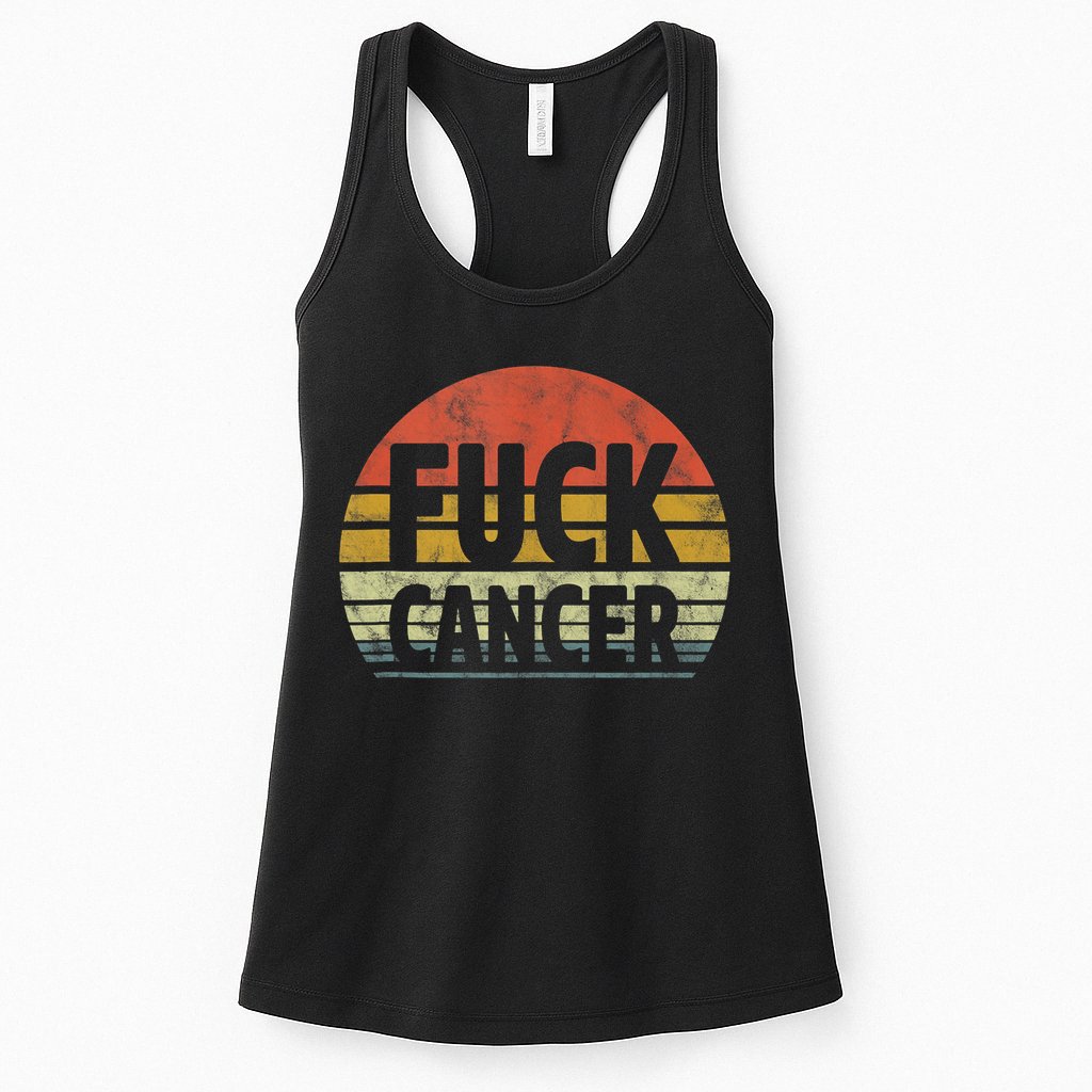 Fuck Cancer Breast Cancer Awareness Gift Retro Distressed Womens Tank Top