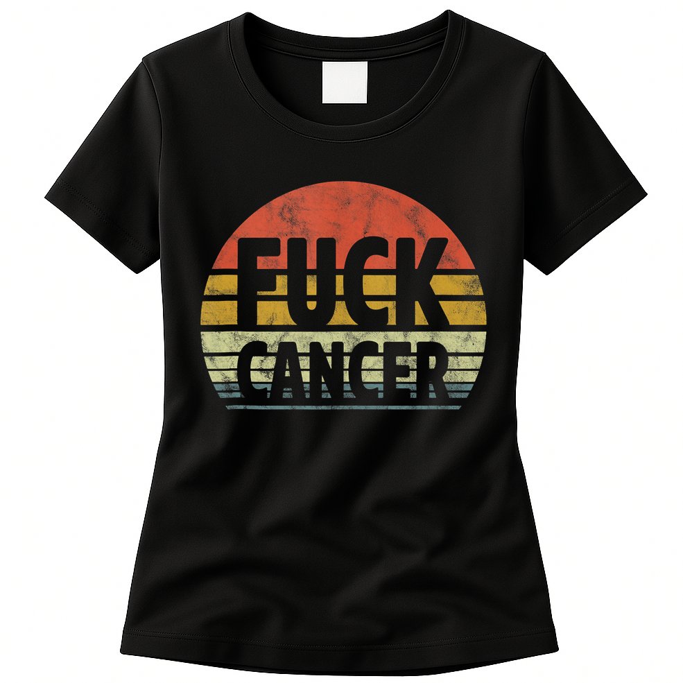 Fuck Cancer Breast Cancer Awareness Gift Retro Distressed Womens T-Shirt