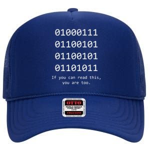 Funny Computer Binary Code Programmer Developer Geek Gift High Crown Mesh Back Trucker Hat