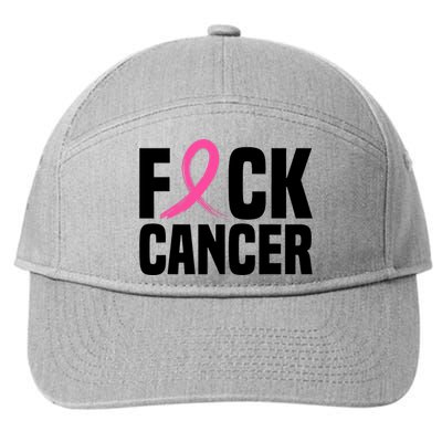 Fuck Cancer Breast Cancer Awareness Gift Retro Distressed 7-Panel Snapback Hat