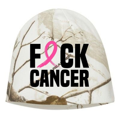 Fuck Cancer Breast Cancer Awareness Gift Retro Distressed Kati - Camo Knit Beanie