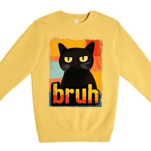 Funny Cat Bruh For Teens Meme Graphic Premium Crewneck Sweatshirt