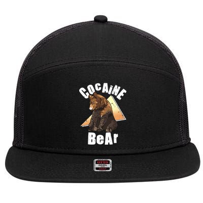 Funny Cocaine Bear 7 Panel Mesh Trucker Snapback Hat