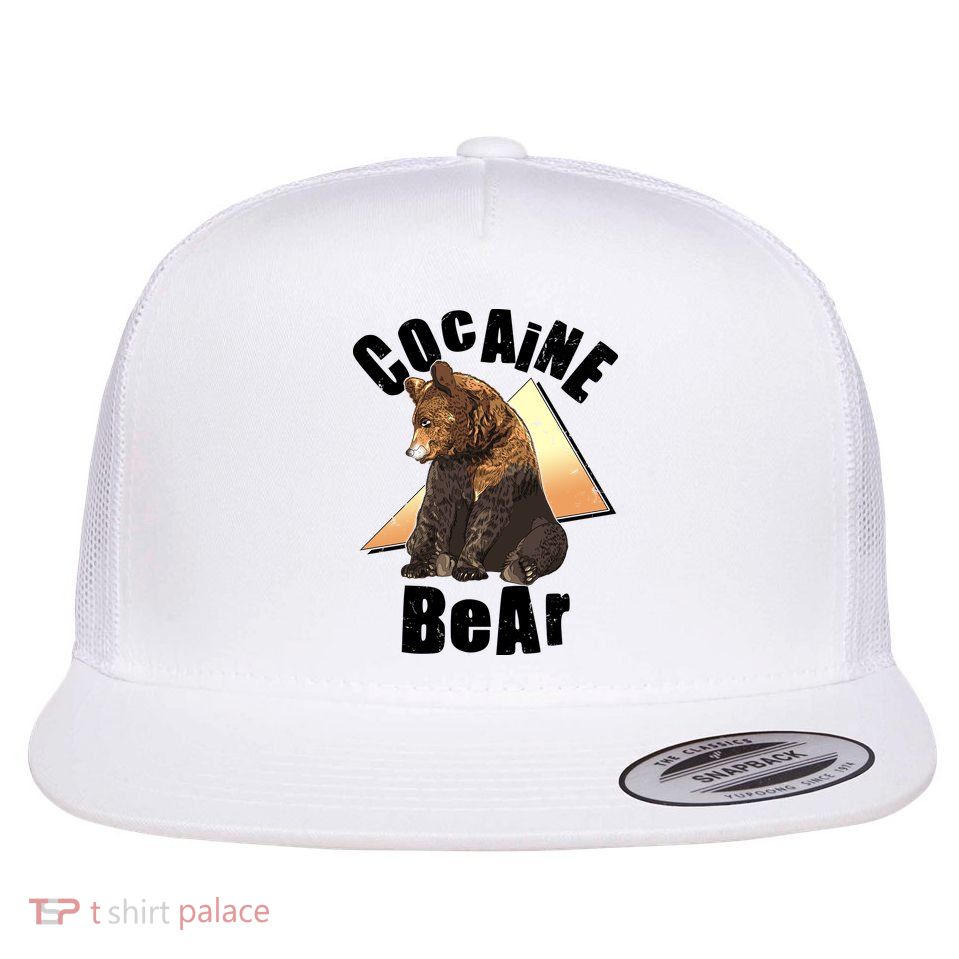 Funny Cocaine Bear Flat Bill Trucker Hat