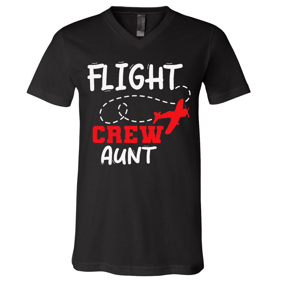 Flight Crew Birthday Aunt Airplane Matching Family V-Neck T-Shirt