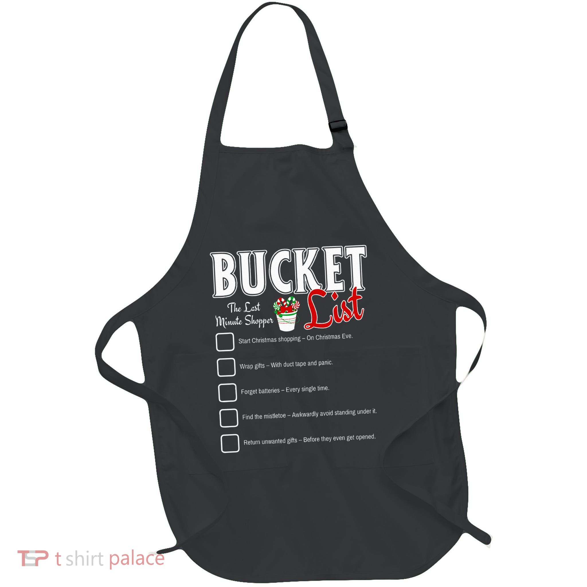 Funny Christmas Bucket List Design Xmas Holiday Humor Apron