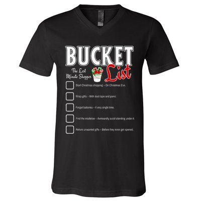 Funny Christmas Bucket List Design Xmas Holiday Humor V-Neck T-Shirt