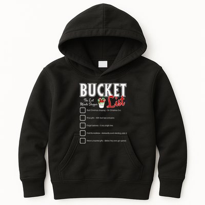Funny Christmas Bucket List Design Xmas Holiday Humor Kids Hoodie