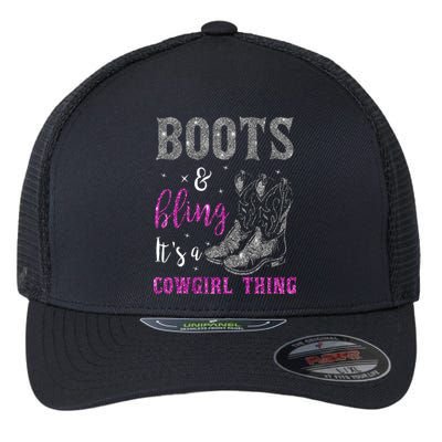 Funny Cowgirl Boots Bling Western Horse Lovers Cute Love Country Life Flexfit Unipanel Trucker Cap