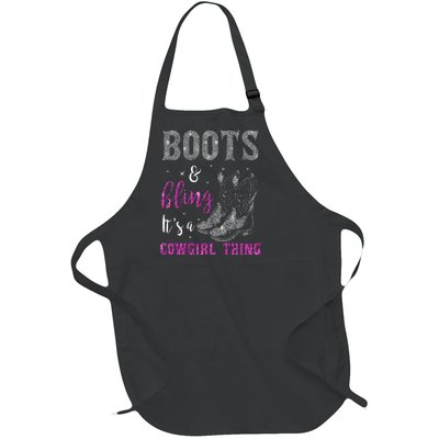 Funny Cowgirl Boots Bling Western Horse Lovers Cute Love Country Life Full-Length Apron With Pockets