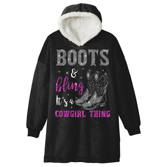 Funny Cowgirl Boots Bling Western Horse Lovers Cute Love Country Life Hooded Wearable Blanket