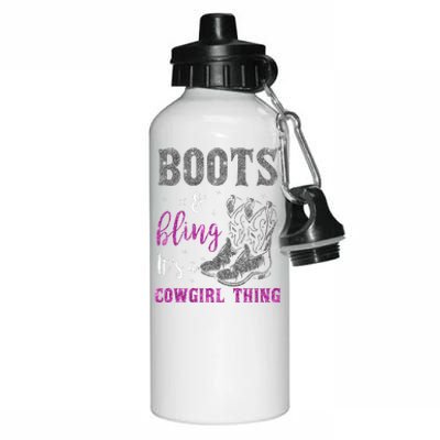 Funny Cowgirl Boots Bling Western Horse Lovers Cute Love Country Life Aluminum Water Bottle