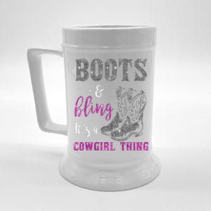 Funny Cowgirl Boots Bling Western Horse Lovers Cute Love Country Life Beer Stein