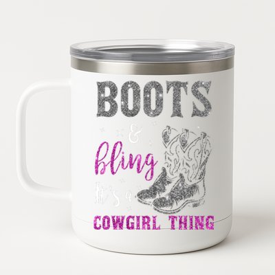 Funny Cowgirl Boots Bling Western Horse Lovers Cute Love Country Life 12 oz Stainless Steel Tumbler Cup