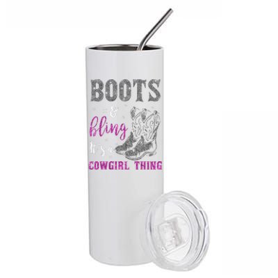 Funny Cowgirl Boots Bling Western Horse Lovers Cute Love Country Life Stainless Steel Tumbler