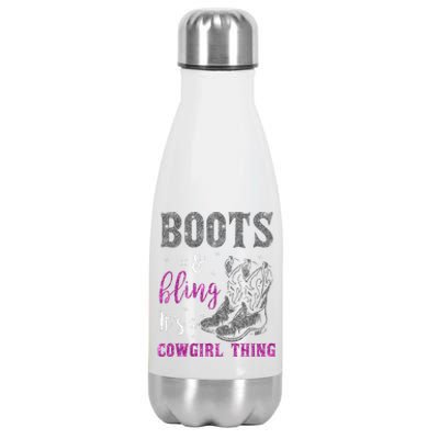 Funny Cowgirl Boots Bling Western Horse Lovers Cute Love Country Life Stainless Steel Insulated Water Bottle