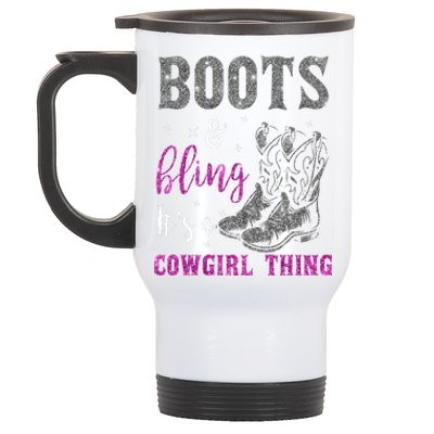 Funny Cowgirl Boots Bling Western Horse Lovers Cute Love Country Life Stainless Steel Travel Mug