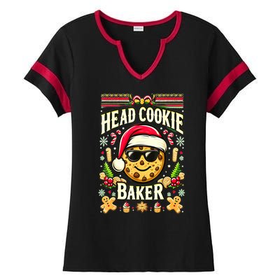 Funny Christmas Baking Festive Xmas Quote Head Cookie Baker Gift Ladies Halftime Notch Neck Tee