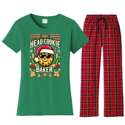 Funny Christmas Baking Festive Xmas Quote Head Cookie Baker Gift Women's Flannel Pajama Set