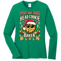 Funny Christmas Baking Festive Xmas Quote Head Cookie Baker Gift Ladies Long Sleeve Shirt