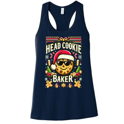 Funny Christmas Baking Festive Xmas Quote Head Cookie Baker Gift Women's Racerback Tank