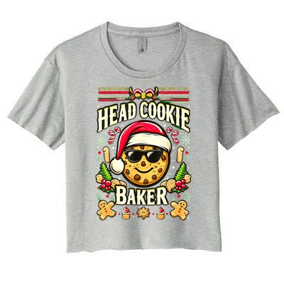 Funny Christmas Baking Festive Xmas Quote Head Cookie Baker Gift Women's Crop Top Tee