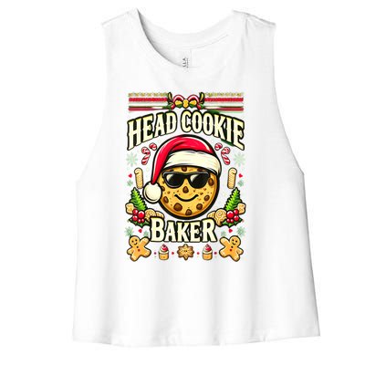 Funny Christmas Baking Festive Xmas Quote Head Cookie Baker Gift Women's Racerback Cropped Tank