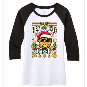 Funny Christmas Baking Festive Xmas Quote Head Cookie Baker Gift Women's Tri-Blend 3/4-Sleeve Raglan Shirt