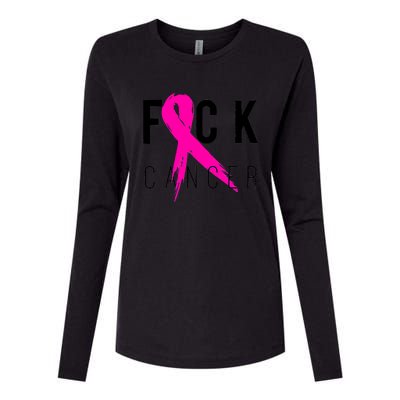 Fuck Cancer Breast Cancer Awareness Retro Distressed Womens Cotton Relaxed Long Sleeve T-Shirt