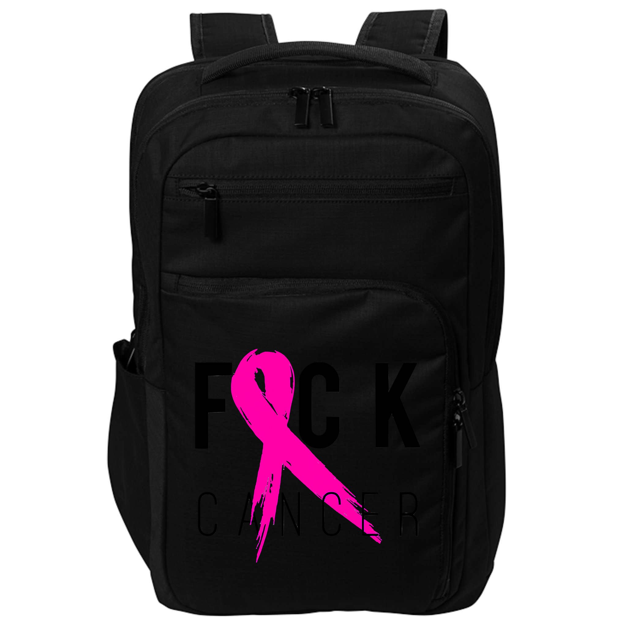 Fuck Cancer Breast Cancer Awareness Retro Distressed Impact Tech Backpack