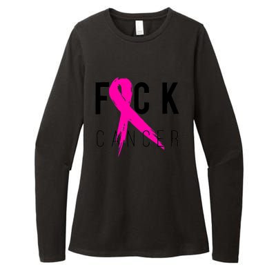 Fuck Cancer Breast Cancer Awareness Retro Distressed Womens CVC Long Sleeve Shirt