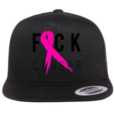 Fuck Cancer Breast Cancer Awareness Retro Distressed Flatbill Hat