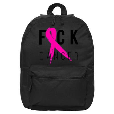 Fuck Cancer Breast Cancer Awareness Retro Distressed 16 in Basic Backpack