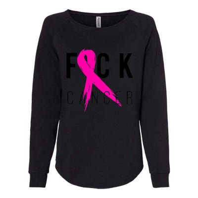 Fuck Cancer Breast Cancer Awareness Retro Distressed Womens California Wash Sweatshirt