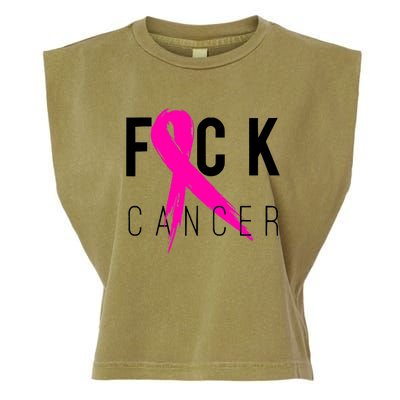 Fuck Cancer Breast Cancer Awareness Retro Distressed Garment-Dyed Women's Muscle Tee