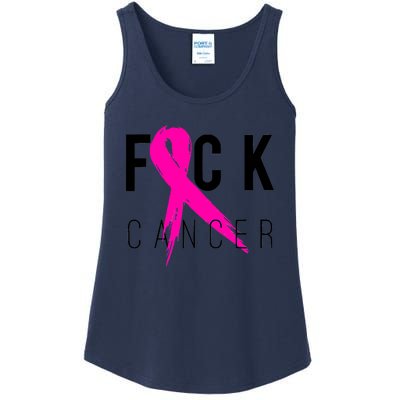 Fuck Cancer Breast Cancer Awareness Retro Distressed Ladies Essential Tank